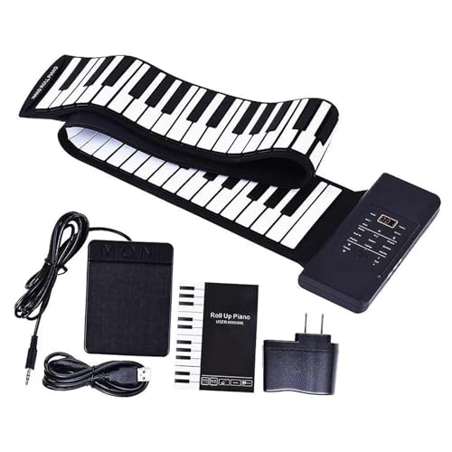 Keyboard 88 Tasten Elektronisches Klavier MIDI & USB-Aufladung Tragbare ABS-Tastatur Aus Weichem Silikon Mit Hupe Und Pedal(Converter 2) von LJRRTYQ