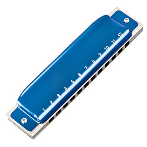 Mundharmonika Bruce Mundharmonika 12 Löcher Metallrahmen Aluminiumrahmen Professionelles Leistungsniveau Mit Bass 4 Und 6(Blue,DB) von LJRRTYQ