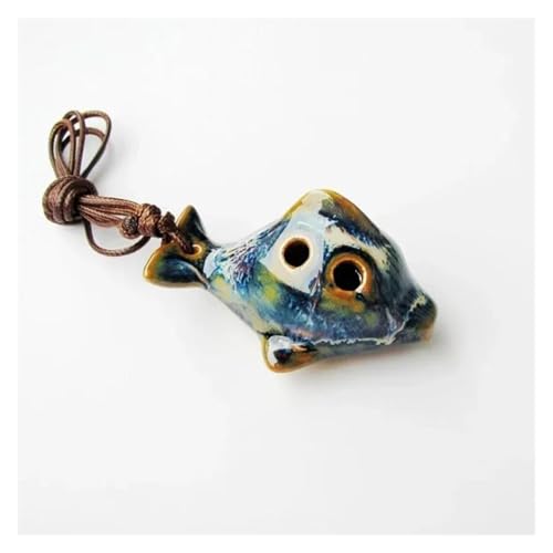 Okarina 6-Loch Alto Ocarina Cartoon Keramik Mit Lanyard Für Anfänger(Fish Blue) von LJRRTYQ