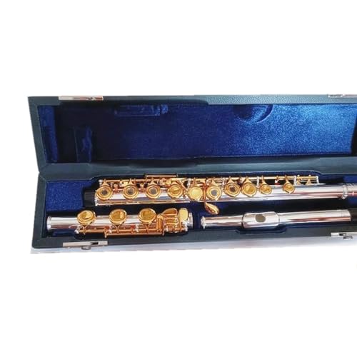 Querflöte Silber Gold Flöte Musikinstrument Flöte 17 Tonart Offene C-Stimmung Und E-Tonart Flöte Musik Profi von LJRRTYQ