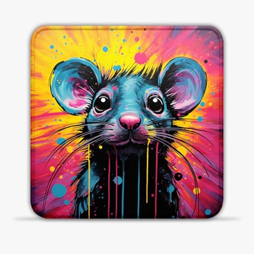 Gaming-Mauspad Art Animal Mouse 25 x 25 cm Gaming-Mauspad hochwertiges SU-Stoff-Mauspad mit 3 mm Dicker Basis ausfranssicheren N?hten für Stabilit?t auf Reisen von LJSPTU