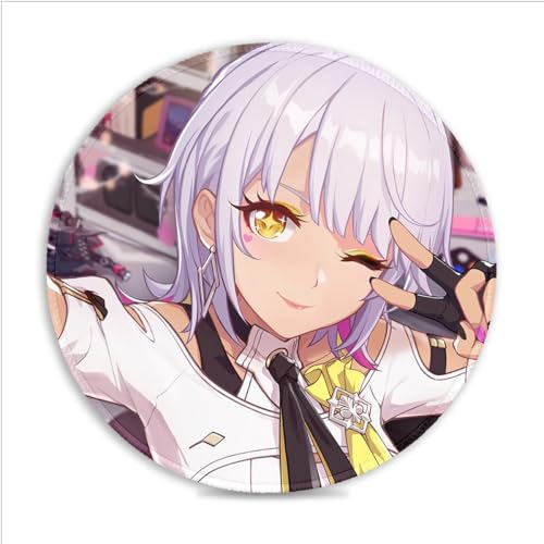 Gaming-Mauspad Honkai Impact 20 x 20 cm rundes Mauspad SU-Stoff-Mauspad gen?hte Kanten rutschfestes ergonomisches Design kompatibel mit Laser- und optischen M?usen von LJSPTU