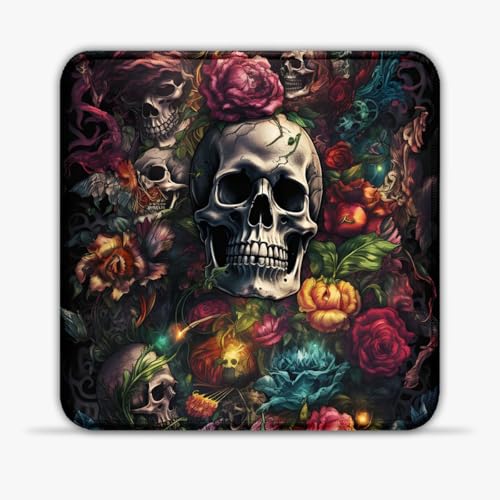 Mauspad mit Totenkopf und Rosen Totenkopf und Rose 25,4 cm hochdichtes SU-Stoff-Mauspad rutschfeste Unterseite gen?hte Kanten tragbares Mauspad für Computer und Laptop von LJSPTU