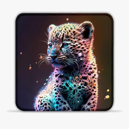 Mouse Mat Cute Universe Baby Leopard (10-inch Desk Pad Cloth Gaming Mouse Pad Glide-Optimized Surface Stitched Edges Non-Slip Rubber Fits Office/Home Desk von LJSPTU