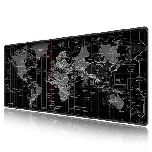 LL-COEUR XXL Gaming Mauspad Laptops Mouse Mat Weltkarte Schreibtischunterlage Desk Pad (900 x 400 x 2 mm) von LL-COEUR