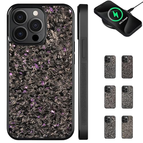 LLDYAN Forged Carbon Fiber Phone Case, Carbon Fiber Phone Case, Wireless Charging Phone Case, Magnetic Case Cover for iPhone (Purple,for iPhone 14 Pro Max) von LLDYAN