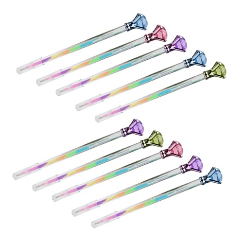 10 Stück/Set bunte Regenbogen-Stifte, Neon-Gelschreiber, große Diamanten, mehrfarbiger Stift, Glitzer, dekorativer Stift zum Schreiben, Zeichnen von LLHCF