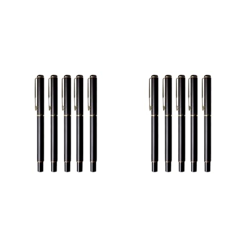 5 Stück/Set Füllfederhalter, Metallstifte, 0,5 mm, Business-Stifte, glattes Schreiben, Schule, Bürobedarf, 5 Stück/Set, Metallstifte, glattes Schreiben, Füllfederhalter, 0,5 mm, schwarze Stifte von LLHCF