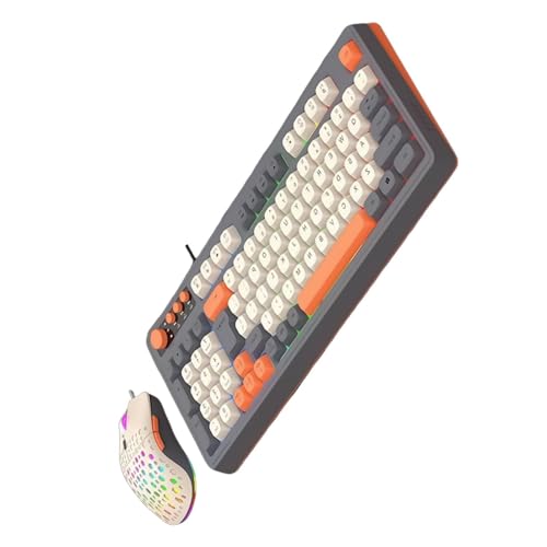 MultiSystems 98 Tasten Drahttastatur mit ARGB-Beleuchtung, ergonomische Tastatur und lange Lebensdauer der Schalter von LLHCF