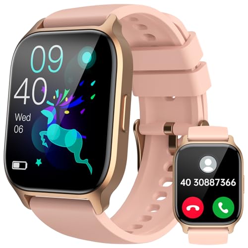 LLKBOHA Smartwatch-Damen-mit-Telefonfunktion - 1,85 Zoll Touchscreen Smart Watch, 112+ Sportmodi IP68 wasserdichte Fitnessuhr mit Schrittzähler, SchlafüBerwachung, SpO2 für Android/IOS von LLKBOHA