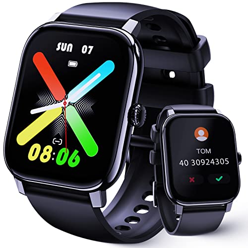 Smartwatch-Herren-Damen-mit-Telefonfunktion - 1.85'' Touchscreen Smart Watch, Herzfrequenz Blutsauerstoff, Schlafüberwachung, 270mAh Batterie, IP68 Wasserdicht Smartwatches für Android iOS von LLKBOHA