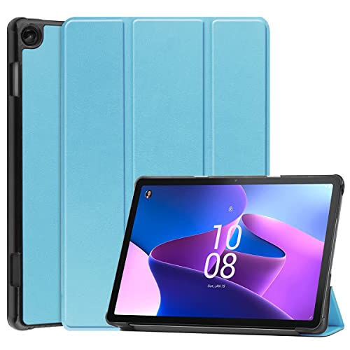 LMFULM® Hülle für Lenovo Tab M10 3rd Gen TB-328F (10,1 Zoll) PU Lederhülle Schlanke Leichte Smart Case mit Auto Schlaf/Wach Ständer Schutzhülle Flip Cover Hellblau von LMFULM