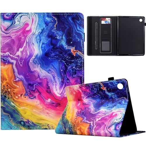 LMFULM® Hülle für Lenovo Tab P11 2nd Gen TB-350 (11,5 Zoll) PU Lederhülle Tasche Case mit Auto Schlaf/Wach Ständer Schutzhülle Flip Cover Brieftasche Bunter Marmor Muster von LMFULM