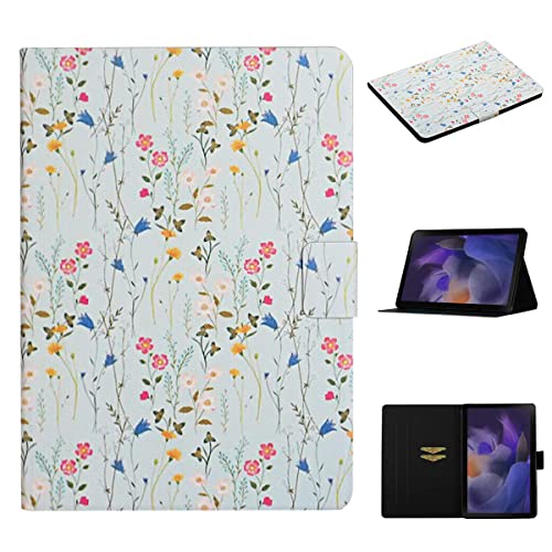 LMFULM® Hülle für Samsung Galaxy Tab A8 SM-X200 / X205 (10,5 Zoll) PU Lederhülle Tasche Smart Case mit Auto Schlaf/Wach Cover Ständer Schutzhülle Flip Cover Kleine Blumen von LMFULM