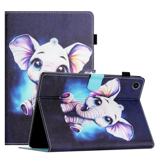 LMFULM® Hülle für Samsung Galaxy Tab A9+ SM-X210/X216 (11 Zoll) PU Lederhülle Smart Case mit Auto Schlaf/Wach Ständer Schutzhülle Flip Cover Baby Elefant von LMFULM