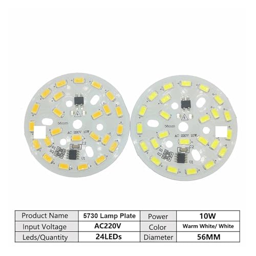 10-20pcs AC220V SMD5730 LED 3W 5W 7W 10W 12W 15W 18W 24W Aluminum Lamp Panel With Smart IC Driver For Indoor Light Source DIY(Warm White-3000K,10W-56MM_20 PIECES) von LOFWSGPRX