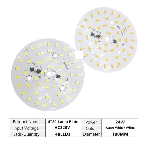 10-20pcs AC220V SMD5730 LED 3W 5W 7W 10W 12W 15W 18W 24W Aluminum Lamp Panel With Smart IC Driver For Indoor Light Source DIY(Warm White-3000K,24W-100MM_20 PIECES) von LOFWSGPRX