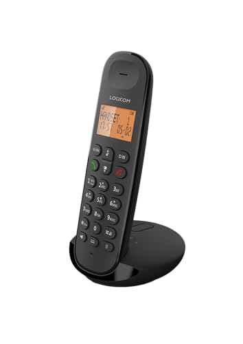 Logicom ILOA 155T Schnurloses Festnetztelefon mit Anrufbeantworter – Solo – Analoges und DECT-Telefon – Schwarz von LOGICOM