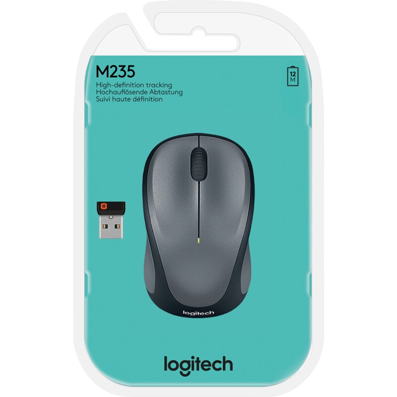 Logitech Maus M235, Wireless, Unifying, grau von LOGITECH