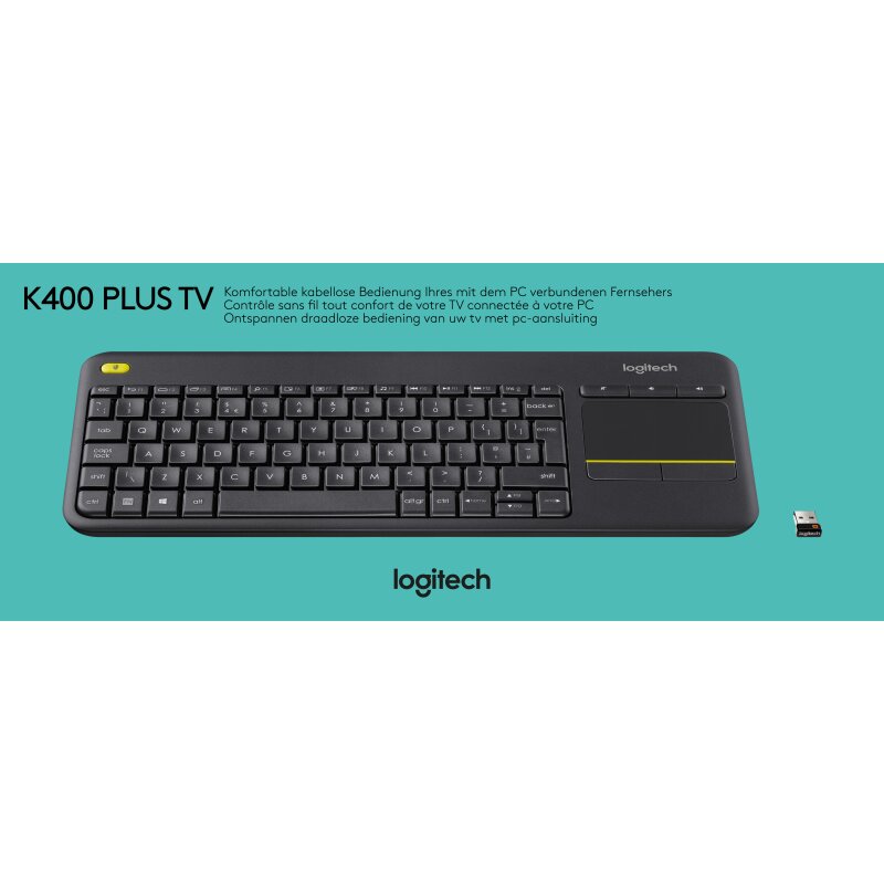 Logitech Tastatur K400, Wireless, Unifying, schwarz von LOGITECH