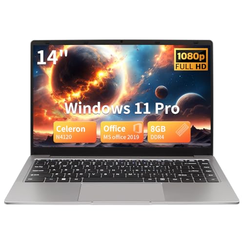 LONGEVINCE 14 Zoll Laptop,Full HD 1080P,Celeron N4120(bis zu 2.6GHz),8GB DDR4, 256GB SSD, Ultrabook Laptop, Windows 11 Pro (256GB) von LONGEVINCE