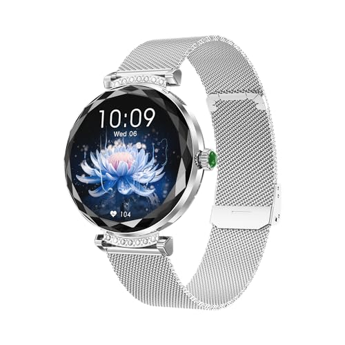 LONGLU Frauen Smart Watch mit Bluetooth Telefonanruf, Damen Smartwatch für iPhone und Android Telefone Multi-Sport Fitness Tracker Uhr mit Antwort/Machen Anrufe wasserdicht (Silber) von LONGLU