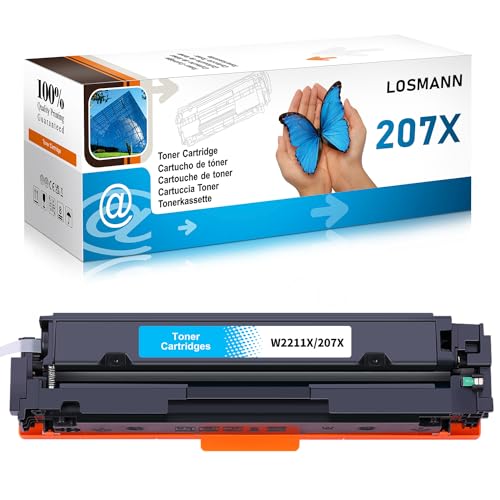 LOSMANN 207X W2211X Mit Chip Toner Kompatibel für HP 207X 207A W2211A Ersatz für HP Color Laserjet Pro MFP M283fdw M255dw M282nw M283fdn M255nw (Cyan) von LOSMANN