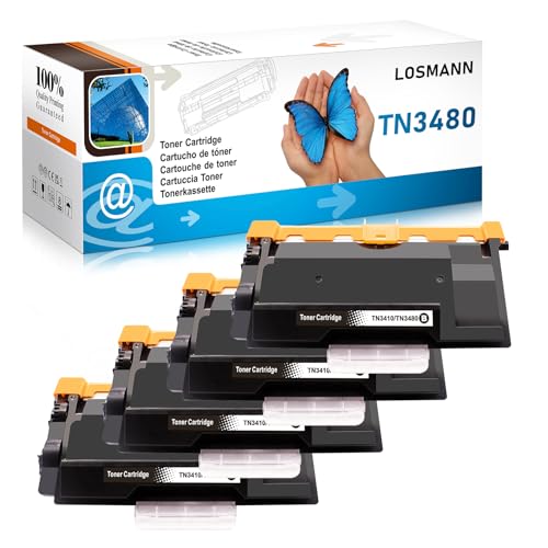 LOSMANN 4X Toner Kompatible für Brother TN-3480 TN-3430 TN3480 TN3430 HL-L5000D HL-L5100DN HL-L5200DW HL-L6400DW HL-L5200DWT MFC-L5750DW MFC-L5700DW MFC-L5800DW MFC-L5850DW MFC-L6900DW von LOSMANN