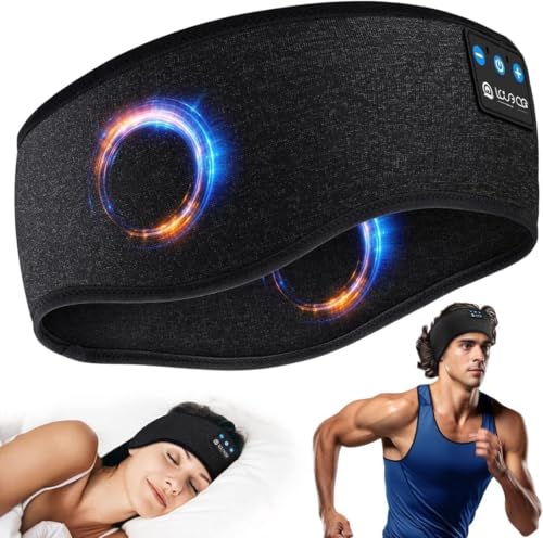 Schlafkopfhörer Bluetooth, Kopfhörer Schlafen, Schlaf Stirnband Kopfhörer Headband Schlafmaske, Sportskopfhörer Musik schlafen Stirnband für Sport Training, Joggen, Yoga, Reisen Zweiseitig Schwarz von LOVE EYE