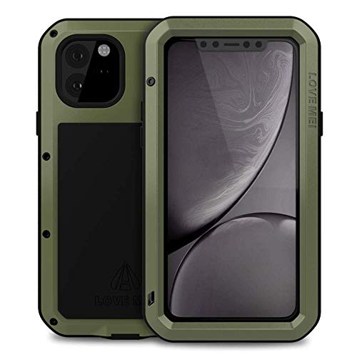 Bpowe Schutzhülle für iPhone 11 Pro Max, super stoßfest, Silikon, Aluminium, Gorilla-Glas, robust, robust, Schutzhülle für iPhone 11 Pro Max 16,5 cm (6,5 Zoll), Grün von LOVE MEI