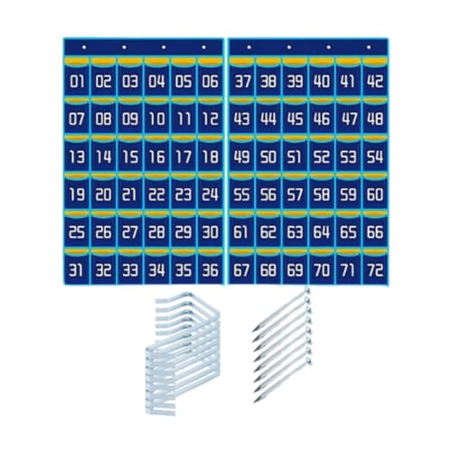 LOVIVER Taschendiagramm für das Klassenzimmer, Hängeorganizer für Mobiltelefone im Klassenzimmer mit Haken und Nägeln, Taschenorganizer für das Wohnheim, 72 Taschen Blau von LOVIVER