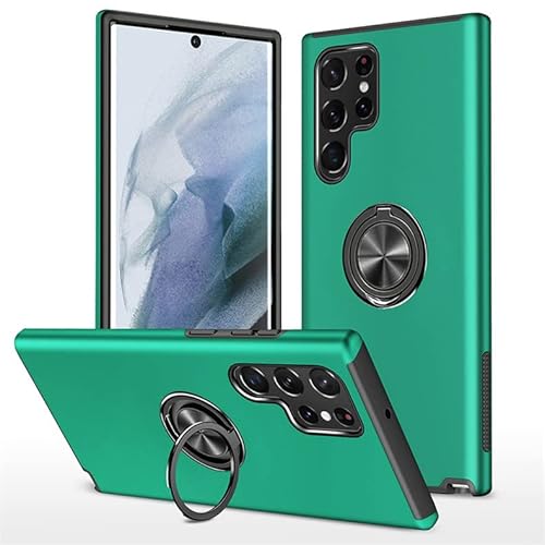 Hülle für Samsung Galaxy S23/S23 Plus/S23 Ultra,Militär Standard Stoßfest Hybrid Schutzhülle TPU PC Case Magnet Metall Ring Halterung Handy Hüllen Cover(Size：S23 Plus，Color：Green Grün) von LOWBDGFU