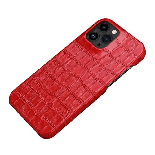 LOWBDGFU Hülle for iPhone 15/15 Plus / 15 Pro / 15 Pro Max Krokodil Print Leder Etui Ultra Slim Material Bumper Cover Stoßfestes Telefon Case (Rot,15 Pro) von LOWBDGFU