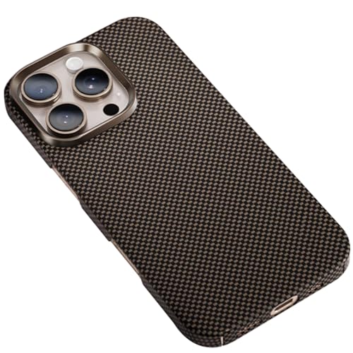 LOXO CASE Aramidfaser-Hülle für iPhone 16 Pro Max/16 Pro, Leichte, Schlanke, Zweifarbige, Gewebte Textur mit Metalllinsenring, Kompatibel mit MagSafe, Schutz in Militärqualität,Gold,16 Pro Max von LOXO CASE