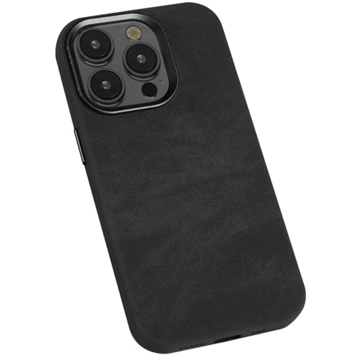 LOXO CASE Hülle für iPhone 12 Pro Max/12 Pro/12, Mikrofaser-Leder – Soft Touch, Anti-Fingerabdruck, Kompatibel mit MagSafe, Präzise Passform mit Metallknöpfen,Black,12 Pro von LOXO CASE