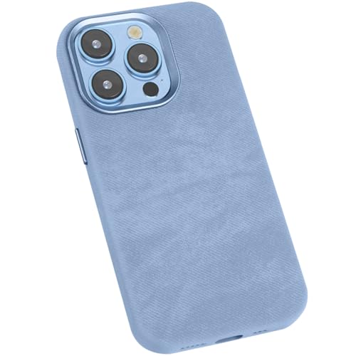 LOXO CASE Hülle für iPhone 13 Pro Max/13 Pro/13, Mikrofaser-Leder – Soft Touch, Anti-Fingerabdruck, Kompatibel mit MagSafe, Präzise Passform mit Metallknöpfen,Blue,13 Pro von LOXO CASE