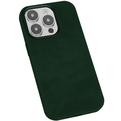 LOXO CASE Hülle für iPhone 13 Pro Max/13 Pro/13, Mikrofaser-Leder – Soft Touch, Anti-Fingerabdruck, Kompatibel mit MagSafe, Präzise Passform mit Metallknöpfen,Dark Green,13 Pro Max von LOXO CASE