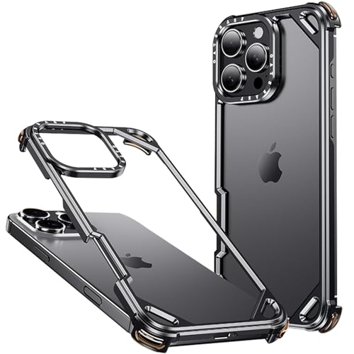 LOXO CASE Metallgehäuse für iPhone 15 Pro Max/15 Pro, Gehäuse Aus Aluminiumlegierung in Militärqualität mit Luftgepolsterten Ecken, Ultraleichtes Gefühl Wie in Der Hand,Black,15 Pro Max von LOXO CASE