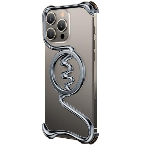 LOXO CASE Rahmenlose Metallhülle für iPhone 16 Pro Max/16 Pro/16, Rahmenlose, Ultradünne, Minimalistische, Stoßfeste Stoßstange mit Wärmeableitung, Kompatibel mit MagSafe,Gray,16 Pro Max von LOXO CASE