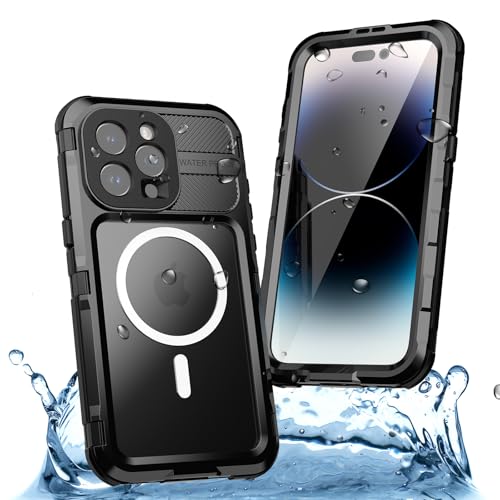 LOXO CASE Wasserdichtes Metallgehäuse für iPhone 15 Pro Max/15 Pro/15 Plus/15, IP68-zertifizierter Fallschutz in Militärqualität mit Integriertem Displayschutz, Kompatibel mit MagSafe,Black,15 von LOXO CASE