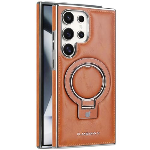 Schutzhülle für Samsung Galaxy S24 Ultra/S24 Plus/S24, Kompatibel mit MagSafe, Premium-PU-Leder, Magnetische Schutzhülle mit Unsichtbarem Ringständer,Brown,S24 von LOXO CASE