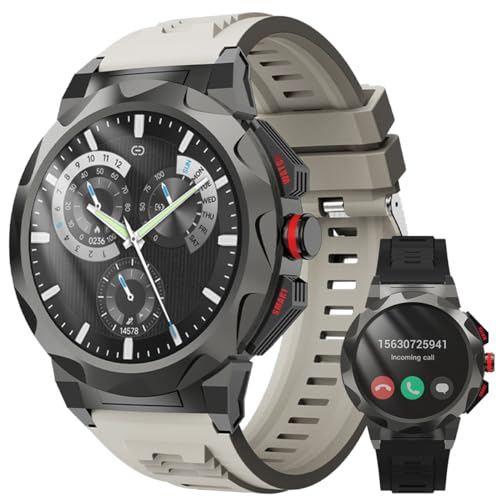 LOYEWAIER Herren Smart Watch Neueste Fitness Tracker Herzfrequenz Schrittzähler Kalorien Ip68 Wasserdicht Robuste Militär Taktik Smartwatch Herren für Android iPhone (Schwarz Silikon-Uhr) von LOYEWAIER