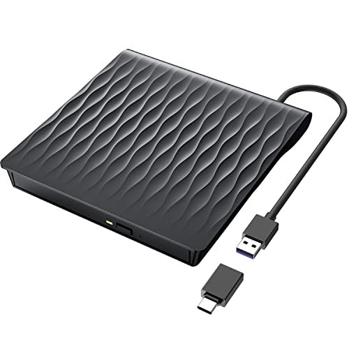 CD Laufwerk Extern USB 3.0 & Type-C, 2024 Upgrade Externes DVD Laufwerk für Laptop Professionell Externer CD DVD Brenner +/-RW für Laptop Desktop, Kompatibel mit Windows 11/10/XP/8/7/Vista/Linux/MacOS von LPUNCD