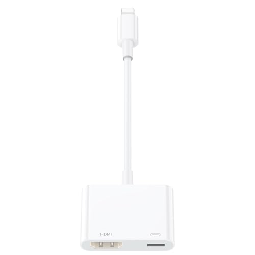 Lightning HDMI AV-Adapter für iPhone, [MFI-Zertifiziert] Lightning auf HDMI-Adapter 1080P Video- und Audio-Sync-Bildschirm Konverter Kompatibel für iPhone 14/13/12/11/XS/iPad zu HDTV-Projektor-Monitor von LQIESDD