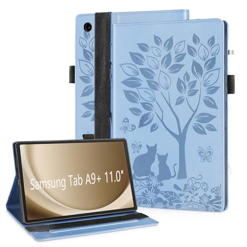 LSPCASA Schutzhülle Für Samsung Galaxy Tab A9 Plus/Galaxy Tab A9+ SM-X210/X215/X216B Standfunktion Samsung Galaxy A9 Plus Hülle PU Leder Tab A9 Plus Hülle Mit Gummiband Blau von LSPCASA