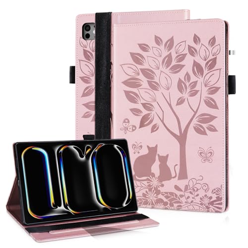 LSPCASA Schutzhülle Für iPad Pro 11 (2024)/iPad Pro (11-Inch, 5th Generation) Standfunktion Hülle iPad Pro 11 PU Leder iPad Hülle 11 Zoll Pro Mit Gummiband Rosa von LSPCASA