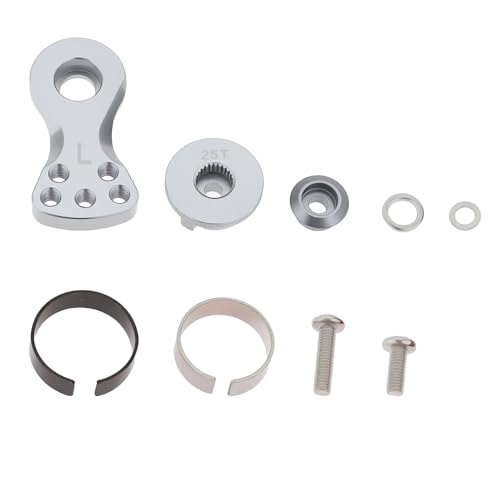 LT Easiyl 1 Set 25T 5 Löcher Servo Saver Horn Arm Aluminium mit Schrauben Mutter Kompatibel mit 1/10 1/8 RC Auto Kompatibel mit Arrma Karton 6S (Silber) von LT Easiyl