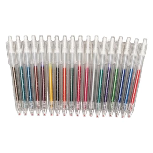 LTSQIN Glitzernde einziehbare Gelstifte, Spitze, 1,00 mm dicke Spitze, kein ufen, dickerer Tintenstift, nicht leicht zu verlierende Farbe, Edelstahlkugel, zum Zeichnen, Schreiben, (18 Colors) von LTSQIN