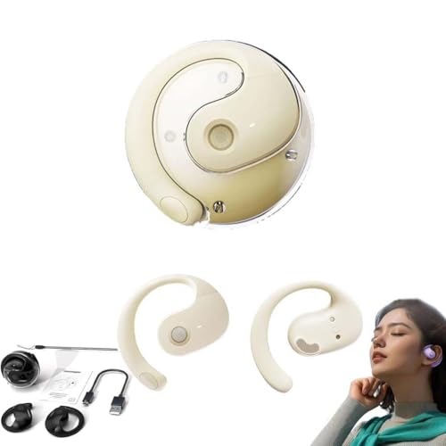 Hy-T26 Pro ÜBersetzer KopfhöRer, KI-Übersetzungsdrahtlose Bluetooth-Ohrhörer, Bluetooth üBersetzungskopfhöRer, Echtzeit Translation Kabellose Earbuds 144 SprachüBersetzer für Reisen Lernen (Beige) von LUCKKY