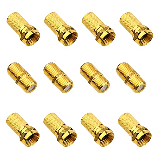 4 Paare Vergoldet F-Stecker Set - 8x7mm F-Stecker & 4xSAT Adapter Verbinder F-Buchse auf Koax Stecker Verbinder Koaxialkabel verlängern, Breite Mutter mit Gummidichtung für Sat Kabel BK Anlagen von LUCKNIGHT